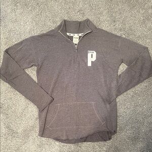PINK Victoria's Secret Women’s Gray Quarter-Zip Sweater